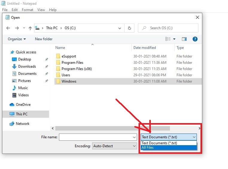 slect all files or window folder open karai