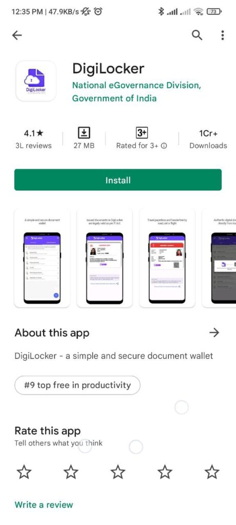 Digilocker App playstore se download kare